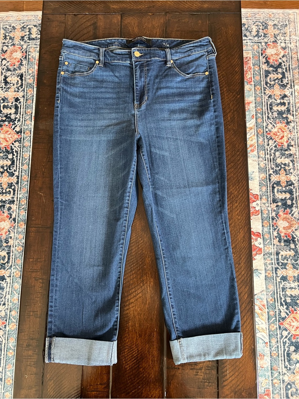 Liverpool L.A. The Crop Cuffed Jeans Women’s 16/33 Dark Wash Stretch Denim